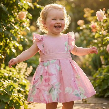 Younger Girls Pink Flower Dress