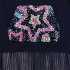 Girls Navy Blue Sequin Star Dress, 1, hi-res