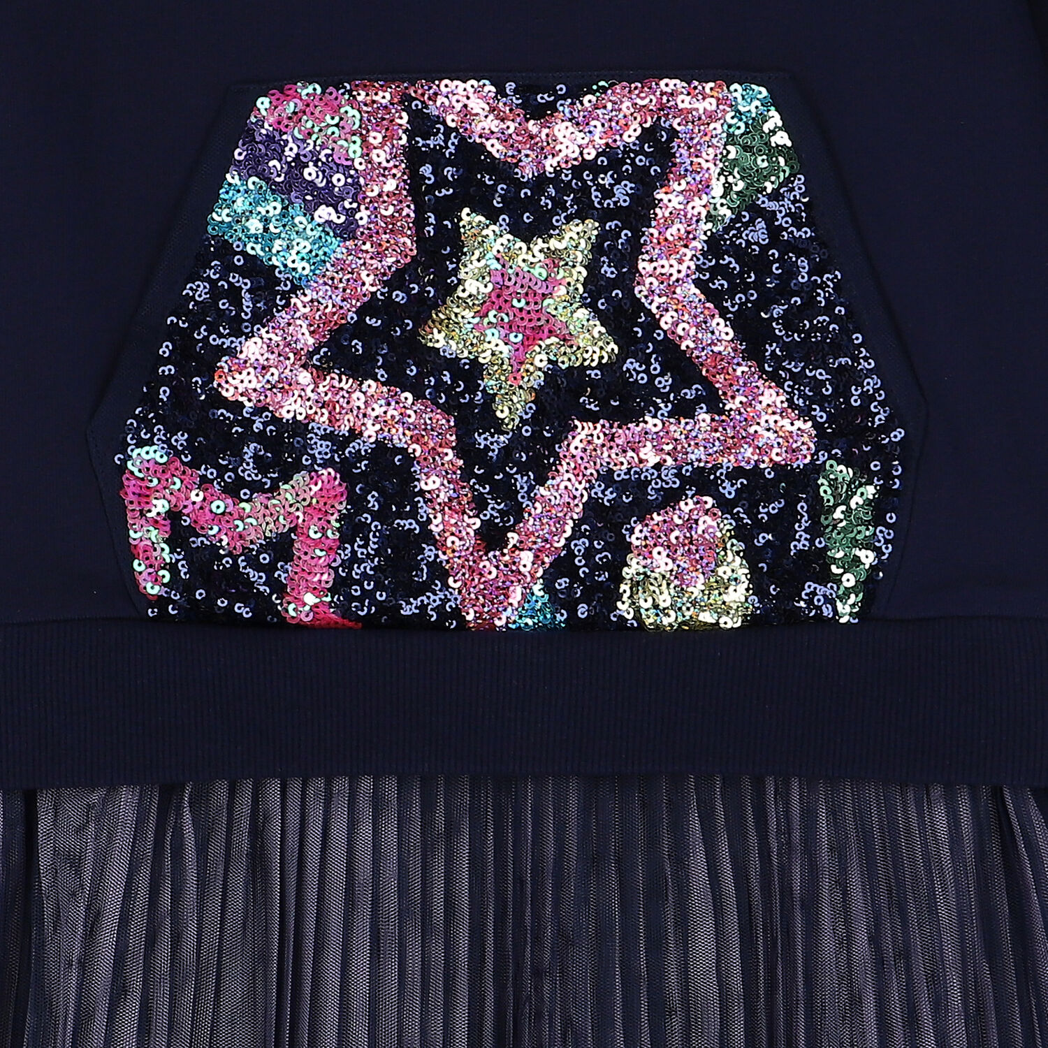 Girls Navy Blue Sequin Star Dress, 1, hi-res