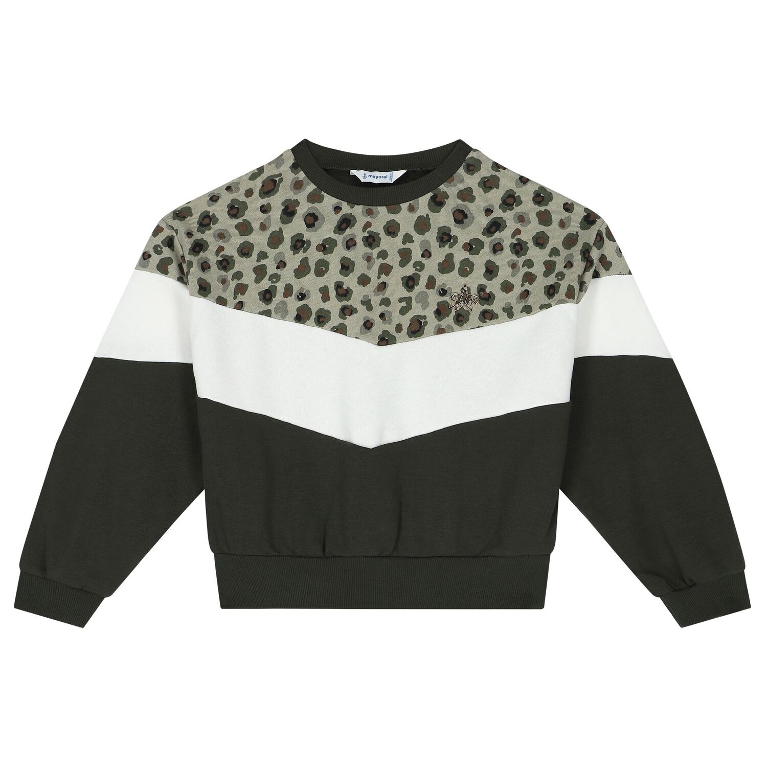 Girls Green & White Leopard Print Tracksuit, 1, hi-res image number null