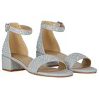 Girls Silver Embellished Sandals, 2, hi-res