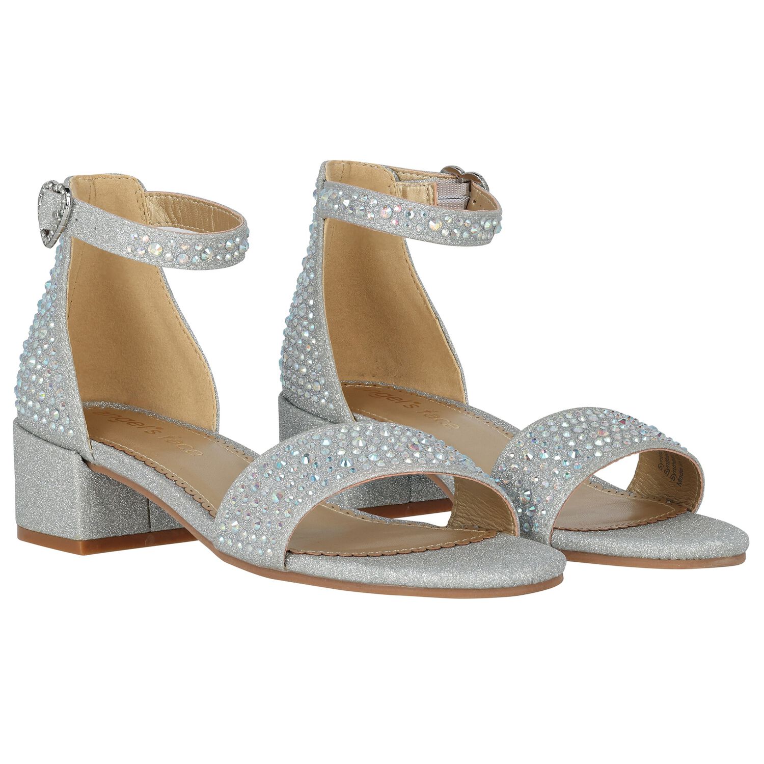 Girls Silver Embellished Sandals, 2, hi-res