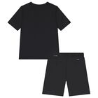 Black Smiley Logo Shorts Set, 1, hi-res