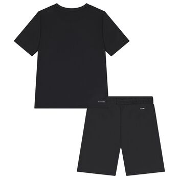 Black Smiley Logo Shorts Set