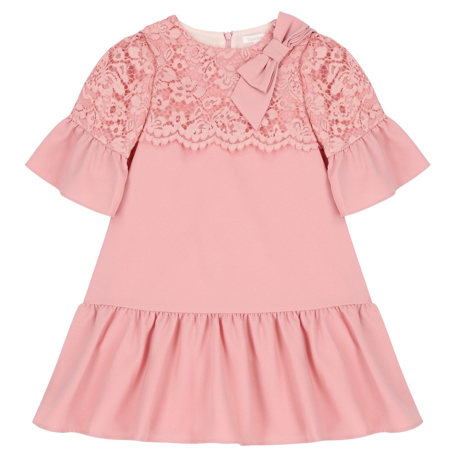 Girls Pink Lace Dress, 1, hi-res
