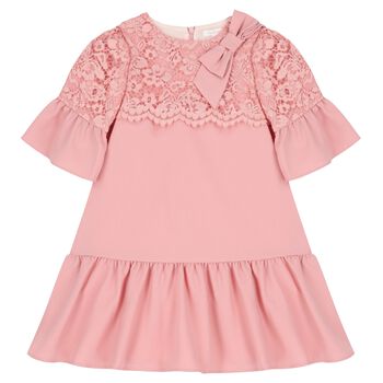 Girls Pink Lace Dress
