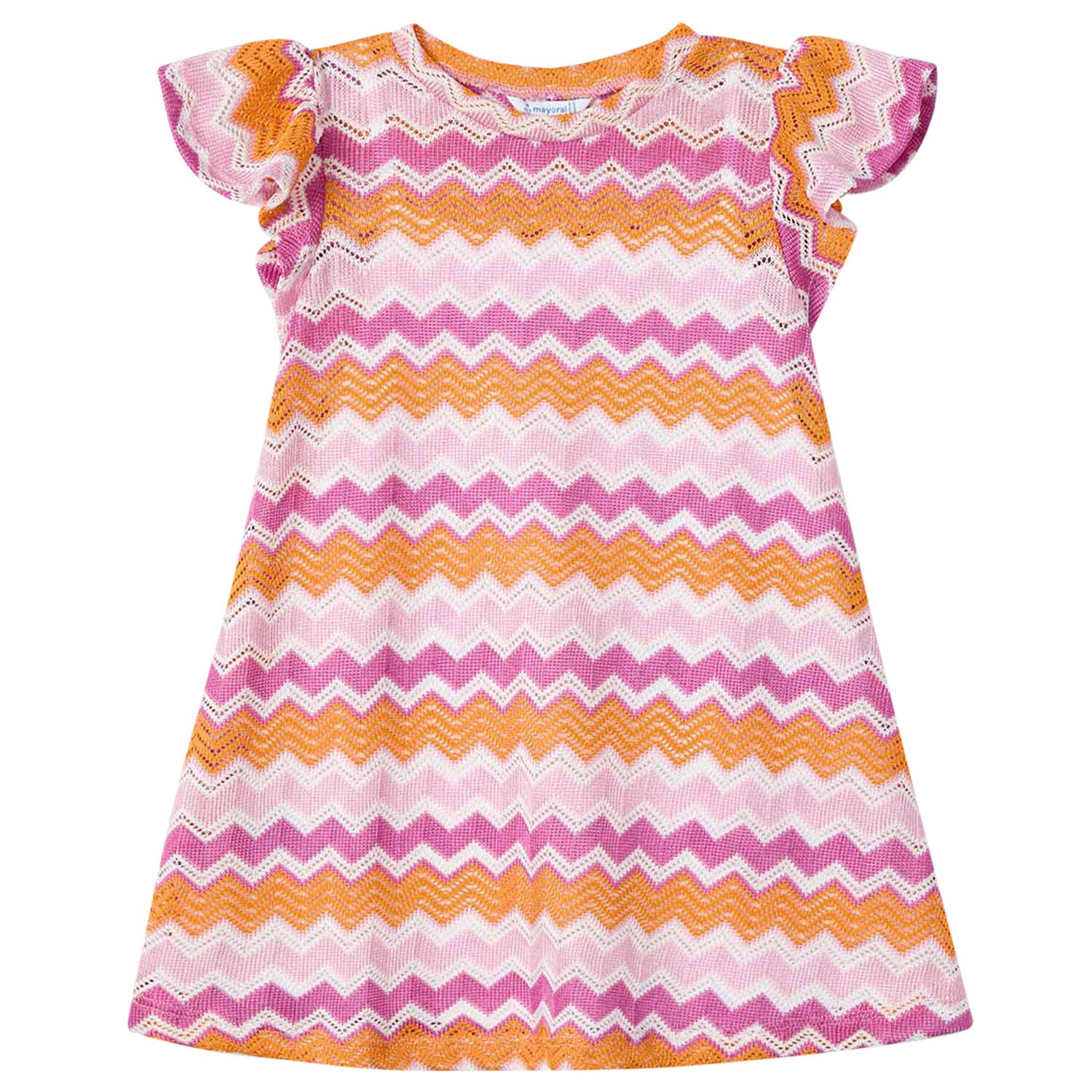 Girls Pink, Purple & Orange Knitted Zigzag Dress, 2, hi-res image number null