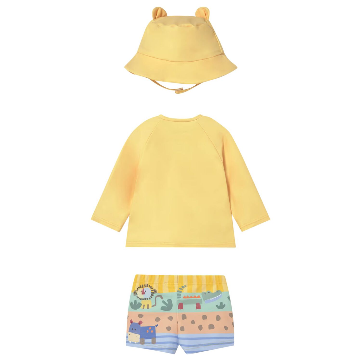 Baby Boys Yellow Swim Shorts Set, 1, hi-res