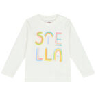 Younger Girls Ivory Rainbow Logo Long Sleeve Top, 2, hi-res
