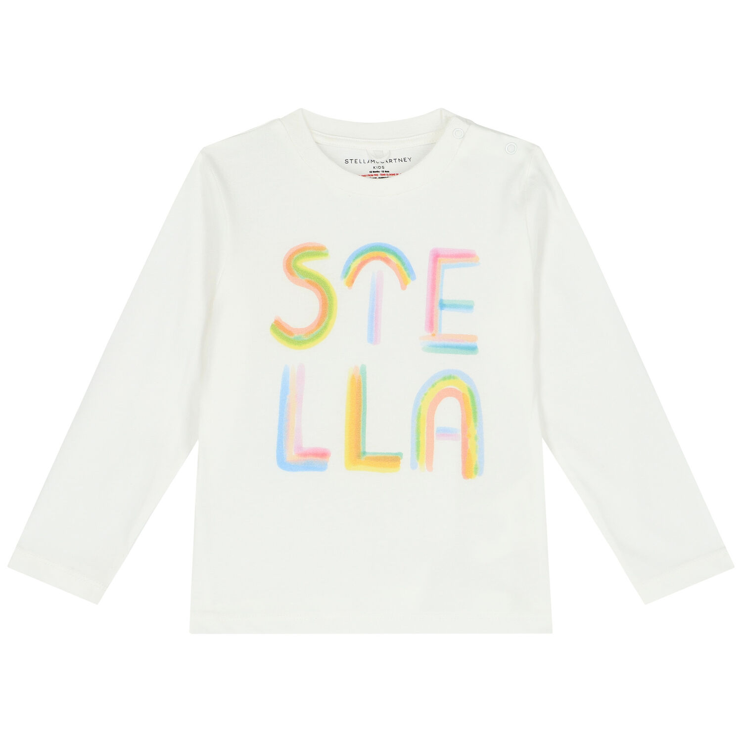 Younger Girls Ivory Rainbow Logo Long Sleeve Top, 2, hi-res