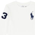 Boys White Logo Long Sleeve Top, 1, hi-res
