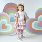 Girls Pink Cotton Sequin & Heart Skirt Set, 1, hi-res