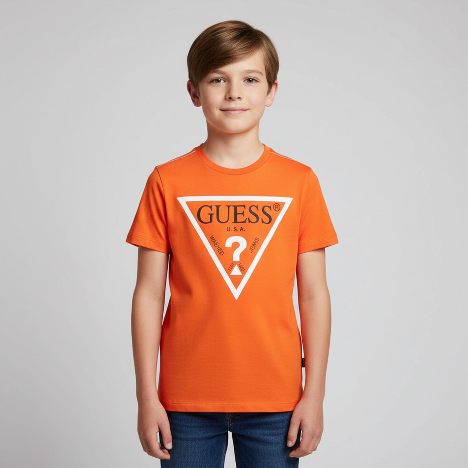 Boys Orange Logo T-Shirt, 8, hi-res image number null