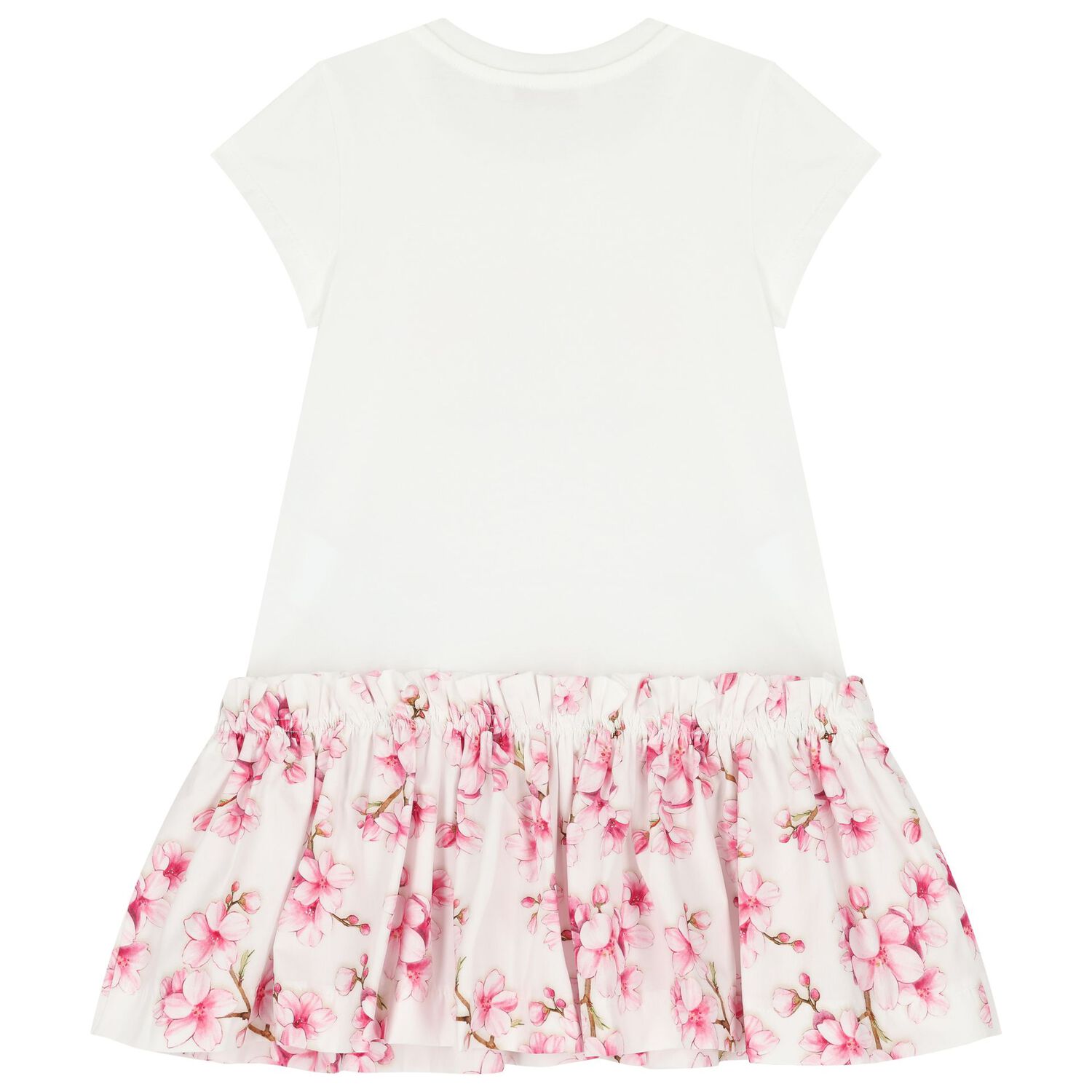 Girls White & Pink Cherry Blossom Dress, 1, hi-res image number null