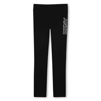 Girls Black Logo Leggings