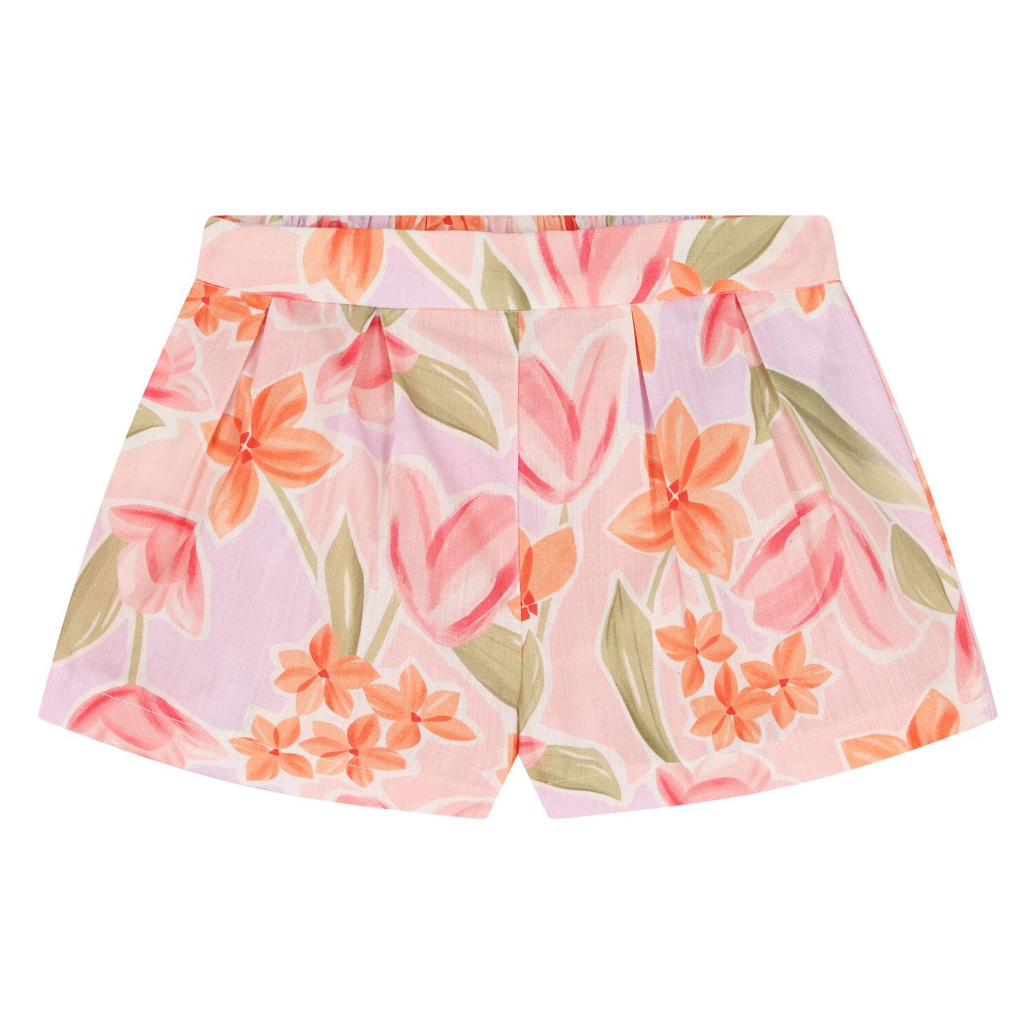 Younger Girls Ivory & Lilac Floral Shorts Set, 1, hi-res