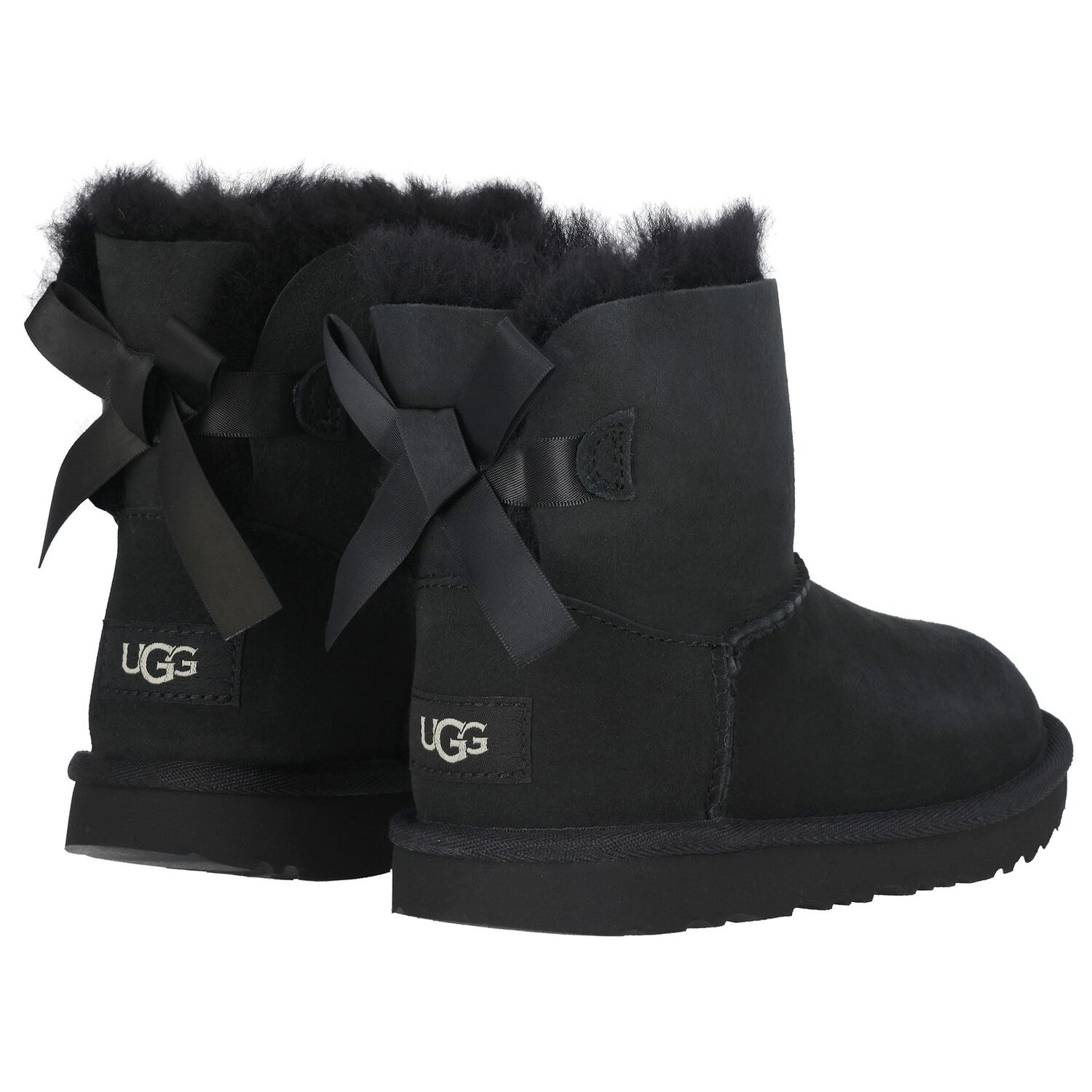 Girls Black Mini Bailey Bow II Suede Boots, 1, hi-res image number null