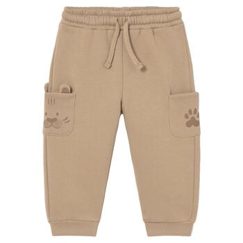 Younger Boys Beige Dinosaur Joggers