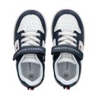 Boys Navy Blue & White Logo Trainers, 1, hi-res