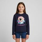 Girls Navy Blue Long Sleeve Top, 1, hi-res