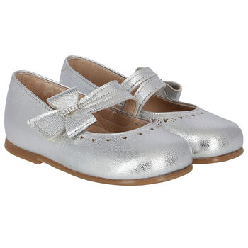 Baby Girls Silver Embellished Bow Shoes