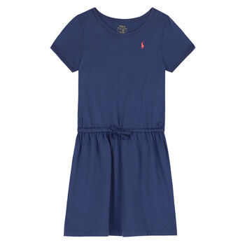Girls Navy Logo Dress