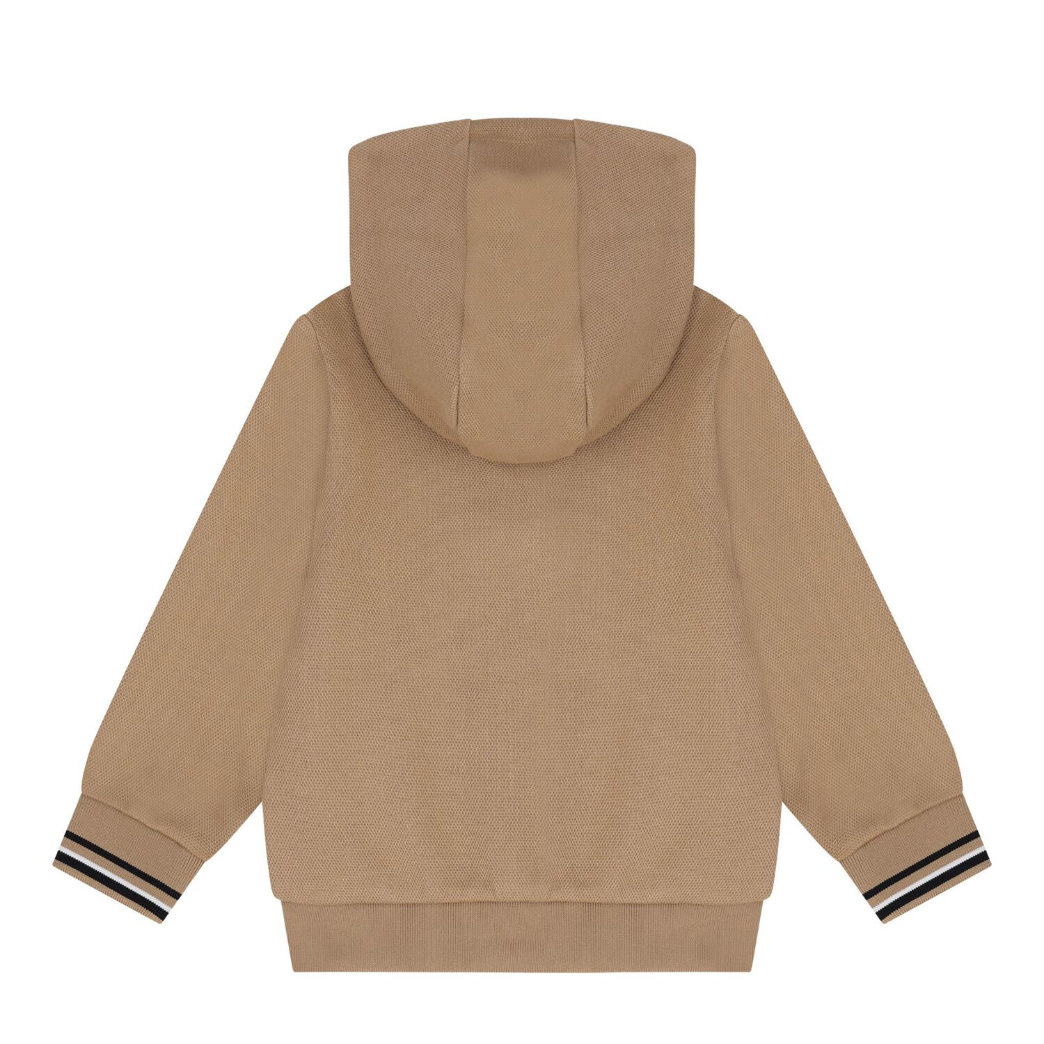 Younger Boys Beige Logo Hooded Zip Up Top, 2, hi-res image number null