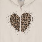 Girls Beige Heart Hooded Zip Up Top, 1, hi-res