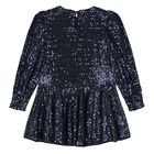Girls Navy Blue Sequin Dress, 1, hi-res