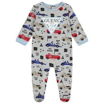 Baby Boys Grey Logo Babygrow