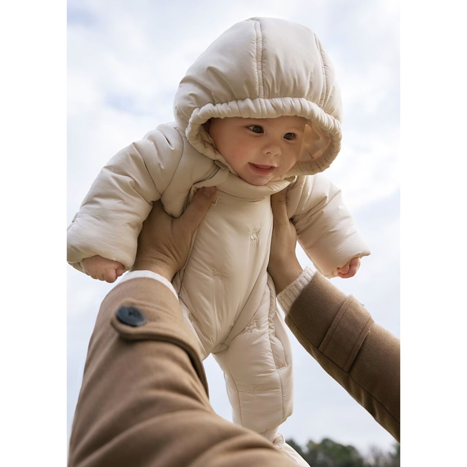 Ivory Embroidered Baby Snowsuit, 2, hi-res