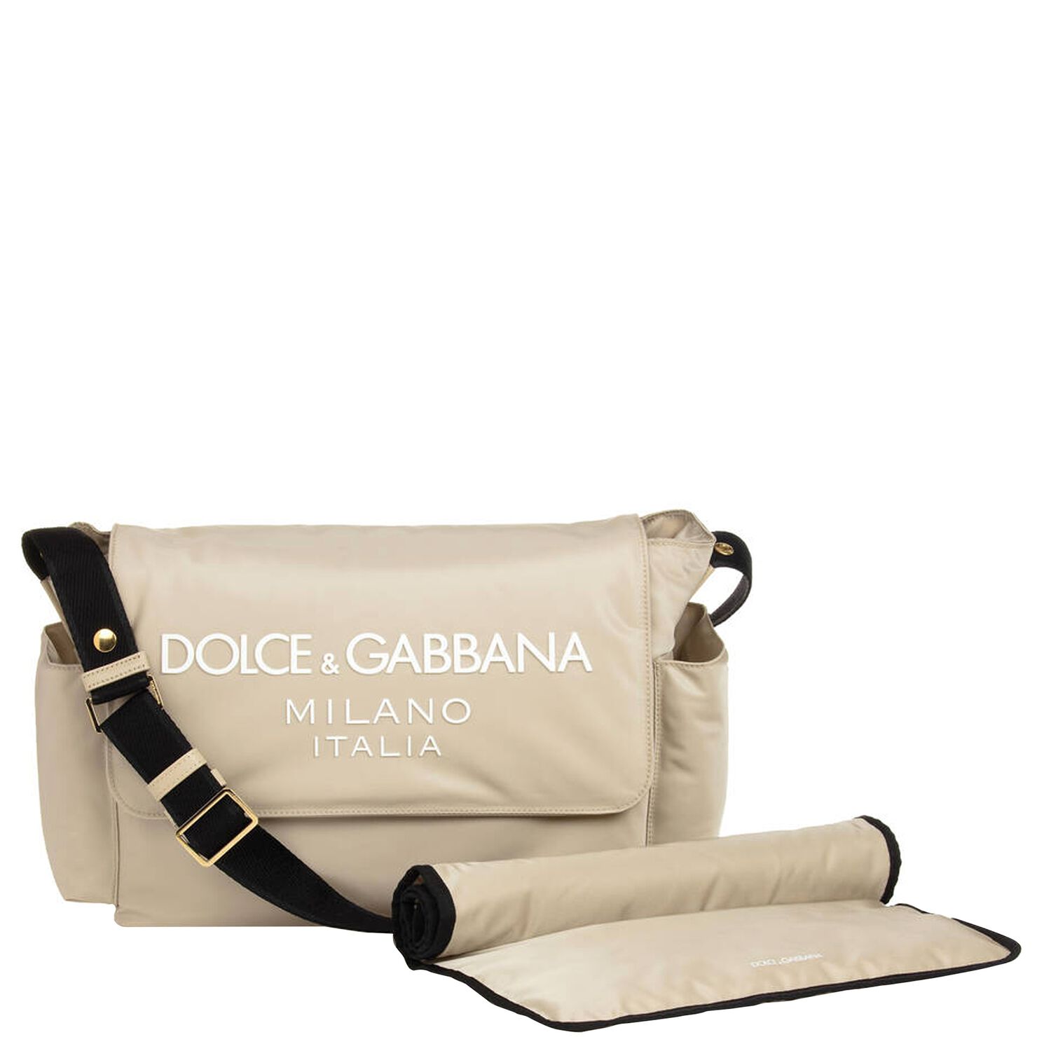 Beige & White Logo Baby Changing Bag, 2, hi-res