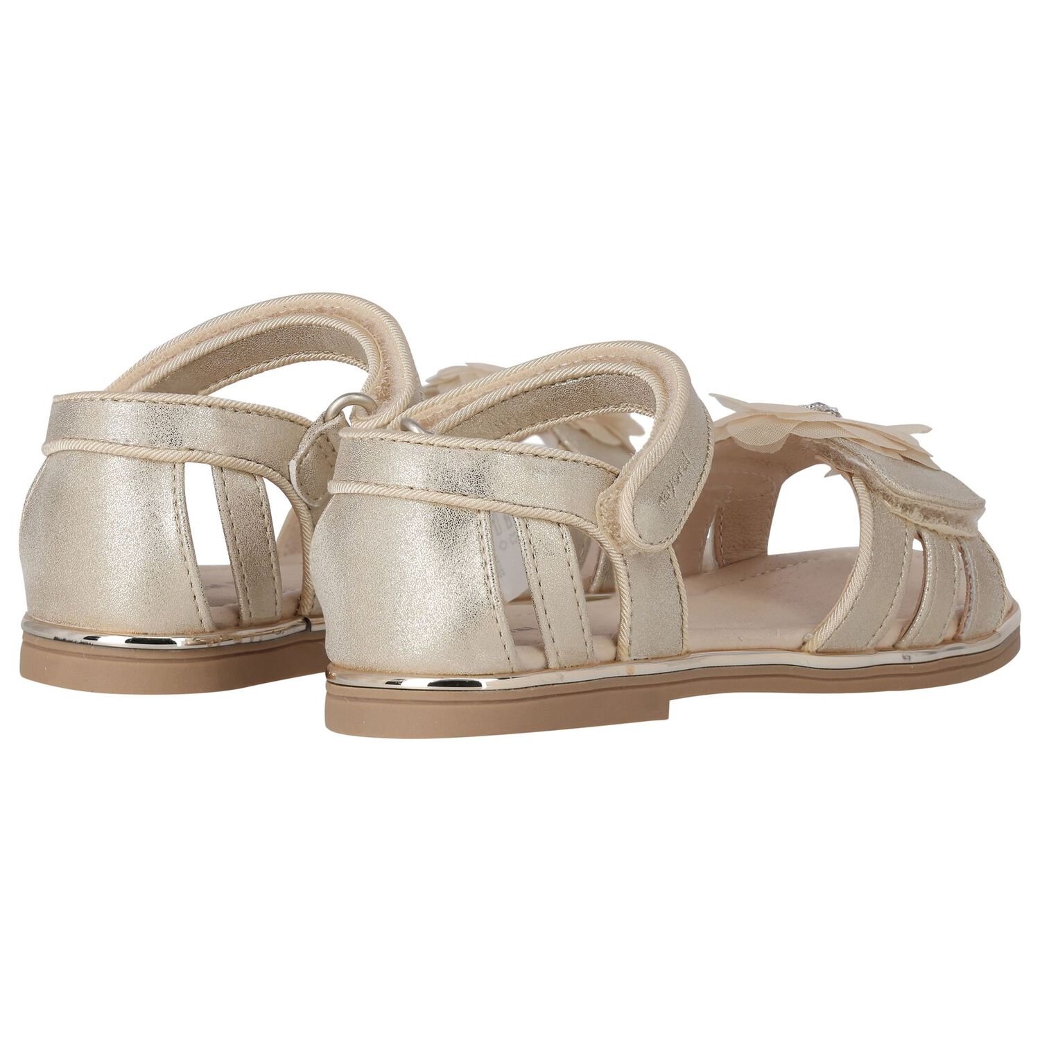 Girls Beige Flower Sandals, 2, hi-res image number null