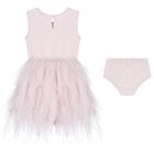 Baby Girls Pink Ruffled Tulle Dress Set, 1, hi-res