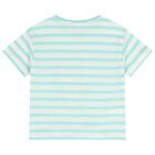 Girls White & Green Striped T-Shirt, 1, hi-res