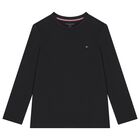 Boys Black & Grey Cotton Logo Long Sleeve Top( 2-Pack ), 2, hi-res