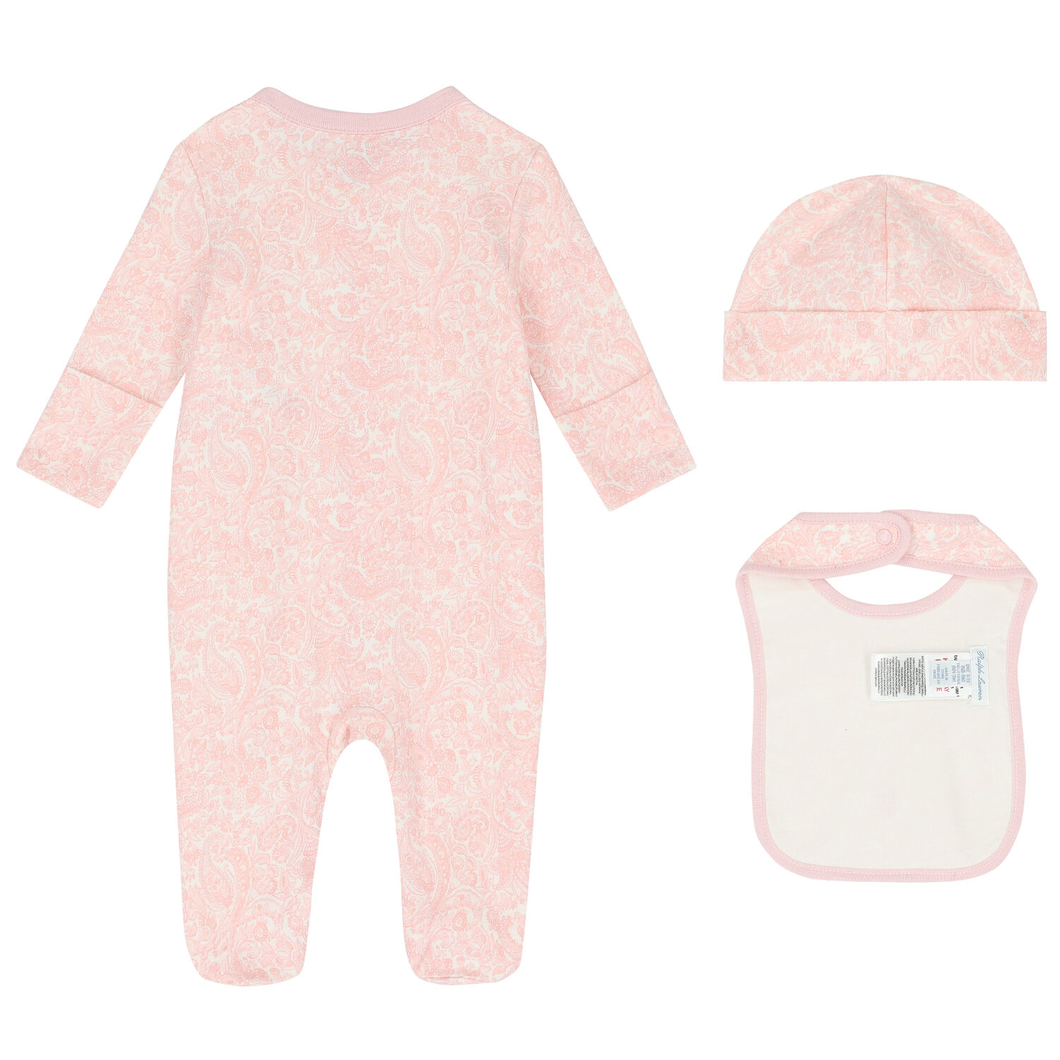 Baby Girls Pink & White Paisley Babygrow Set, 2, hi-res