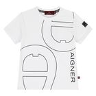 Younger Boys White Logo T-Shirt, 1, hi-res