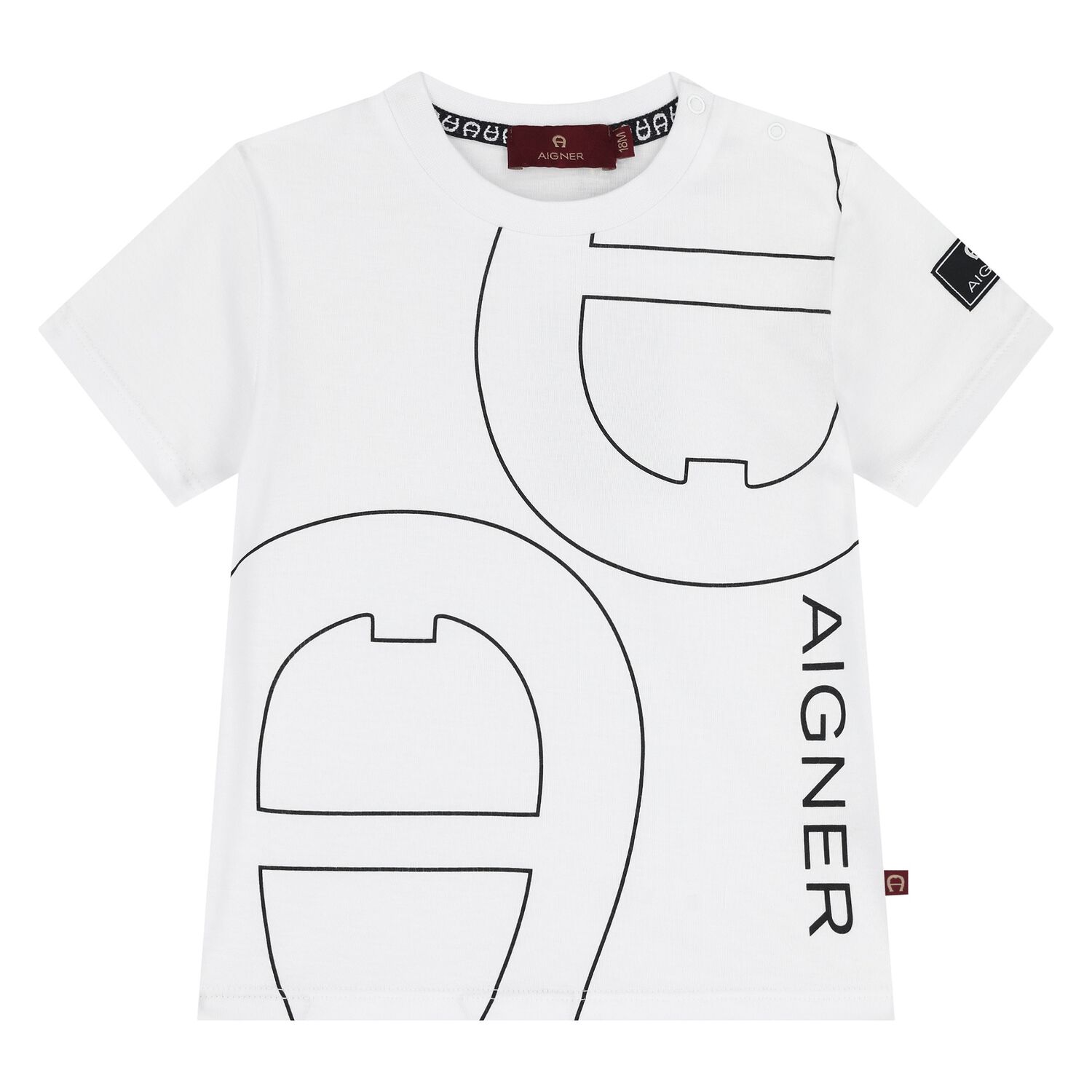 Younger Boys White Logo T-Shirt, 1, hi-res
