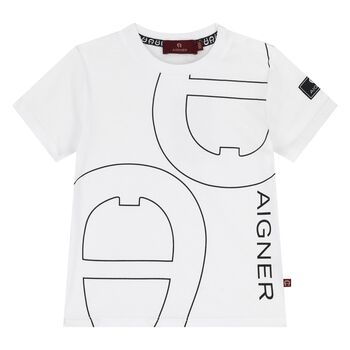 Younger Boys White Logo T-Shirt