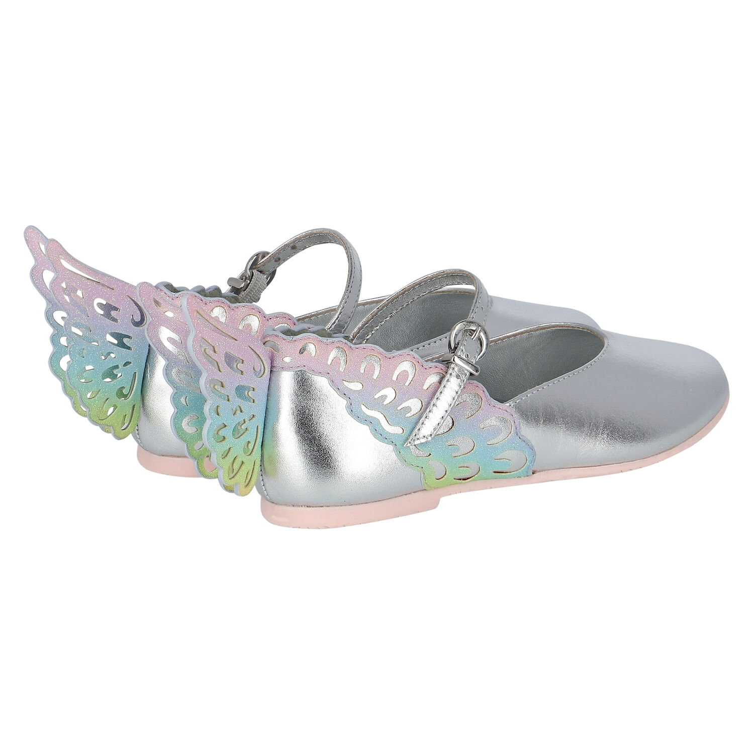 Girls Silver Ballerina Shoes, 1, hi-res