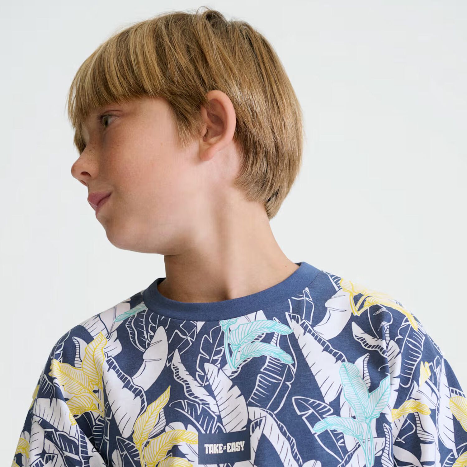 Boys Blue Palm Tree T-Shirt, 1, hi-res