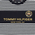 Boys Navy & White Logo Stripe T-Shirt, 1, hi-res
