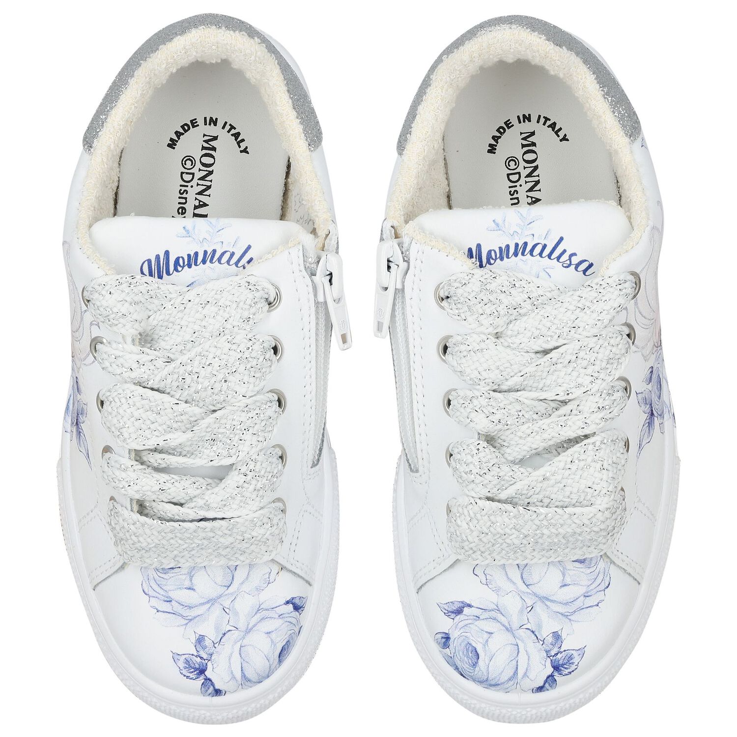 Girls White & Blue Disney Logo Trainers, 1, hi-res image number null