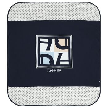 Baby Boys Navy Blue Logo Baby Blanket 