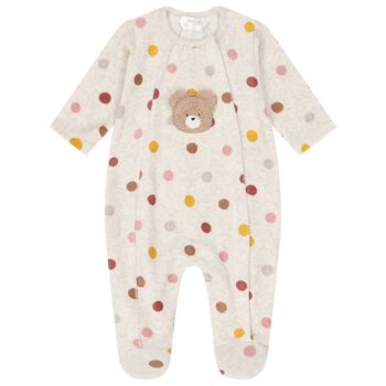 Baby Girls Grey Teddy Bear Logo Babygrow
