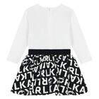 Younger Girls White & Black Choupette Logo Dress, 1, hi-res