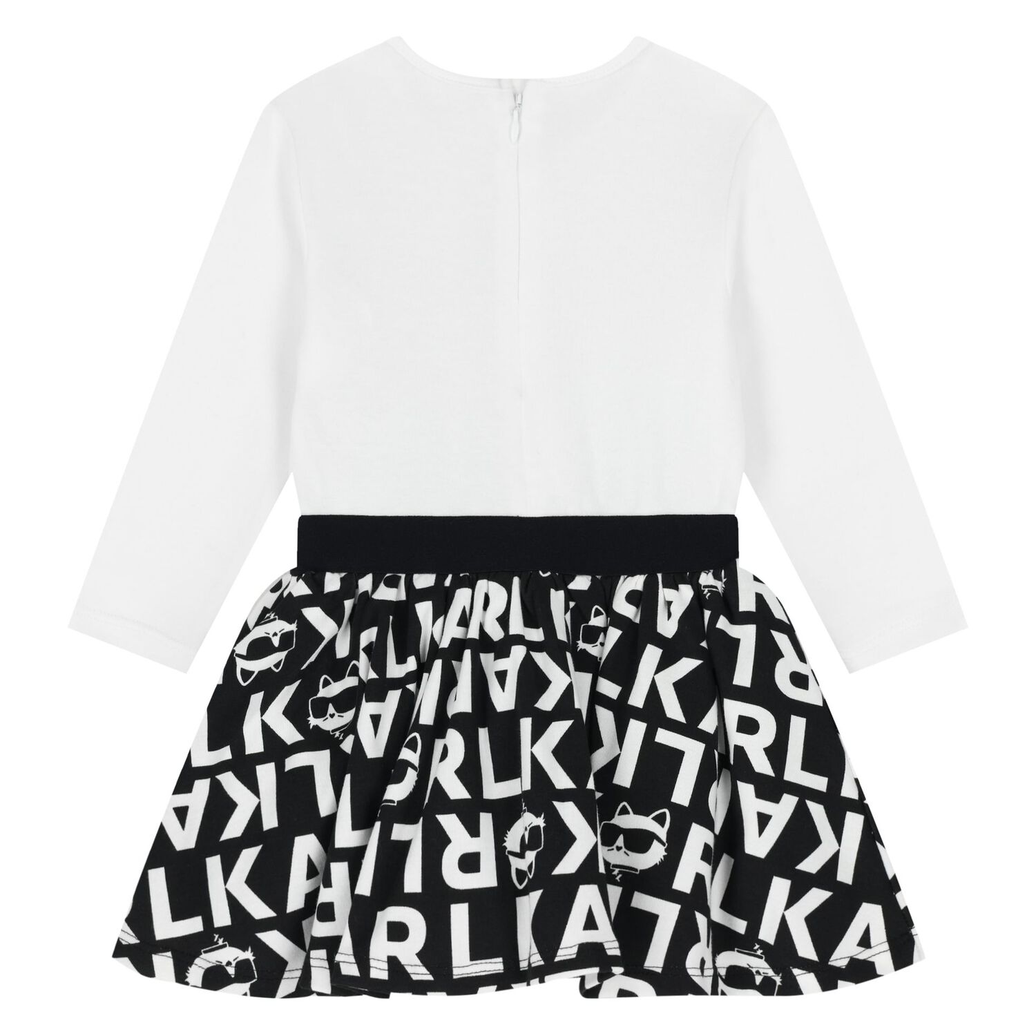 Younger Girls White & Black Choupette Logo Dress, 1, hi-res