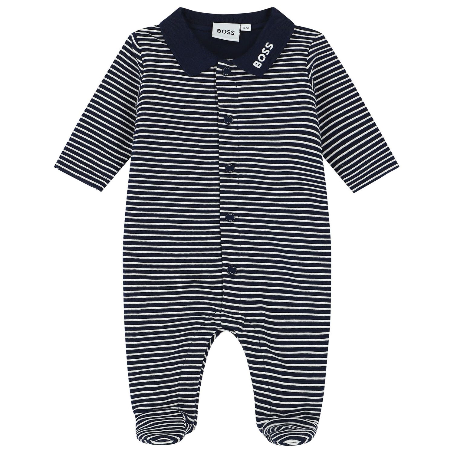 Baby Boys Navy Blue & White Striped Babygrow Gift Set, 1, hi-res