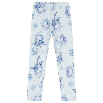 Girls Blue Roses Leggings